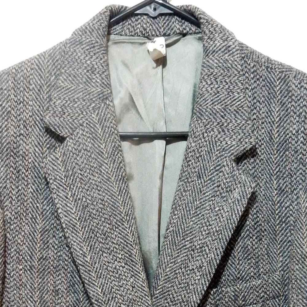 Vtg Stafford Harris Tweed Herringbone Sport Coat